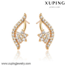 92466 Xuping fantaisie en gros 18k plaqué or boucles d&#39;oreilles en pierre blanche